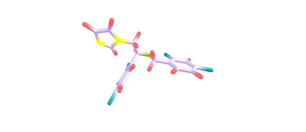 Estrutura molecular do miconazol isolada no branco — Fotografia de Stock