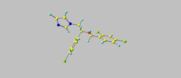 Estrutura molecular do miconazol isolada no cinzento — Fotografia de Stock