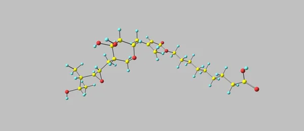 莫匹罗星分子结构上灰色孤立 — 图库照片