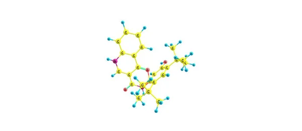 Iwakaftor struktury molekularnej na białym tle — Zdjęcie stockowe