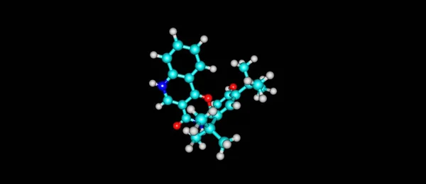 Ivacaftor 分子结构上黑色孤立 — 图库照片