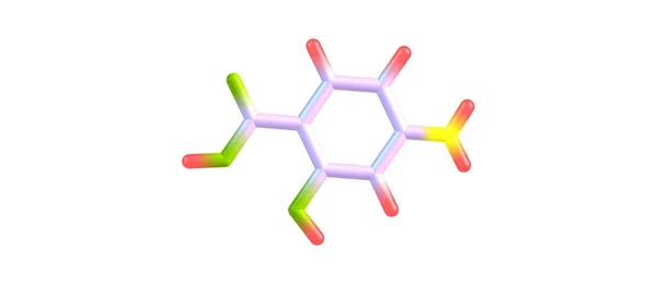 Молекулярная структура 4-Аминосалициловой кислоты изолирована на белом — стоковое фото