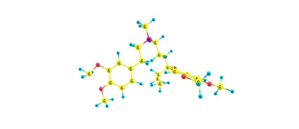 Estrutura molecular do verapamil isolada sobre o branco — Fotografia de Stock