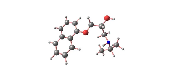 Struttura molecolare del propranololo isolata su bianco — Foto Stock