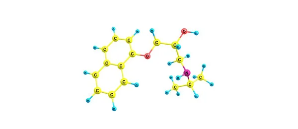 Estrutura molecular do propranolol isolada no branco — Fotografia de Stock