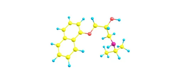 Propranolol molekulare Struktur isoliert auf weiss — Stockfoto