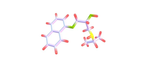 Estrutura molecular do propranolol isolada no branco — Fotografia de Stock