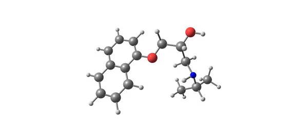 Estrutura molecular do propranolol isolada no branco — Fotografia de Stock