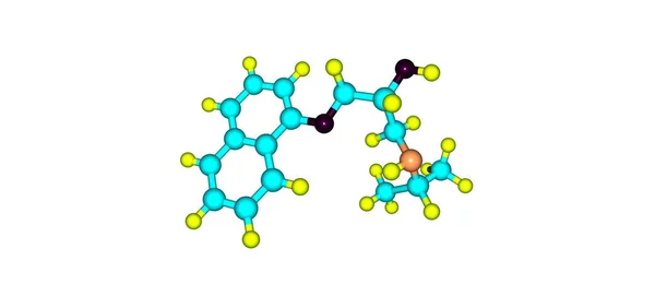 Propranolol moleküler yapısı üzerinde beyaz izole — Stok fotoğraf