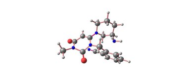 Alogliptin moleküler yapısı üzerinde beyaz izole
