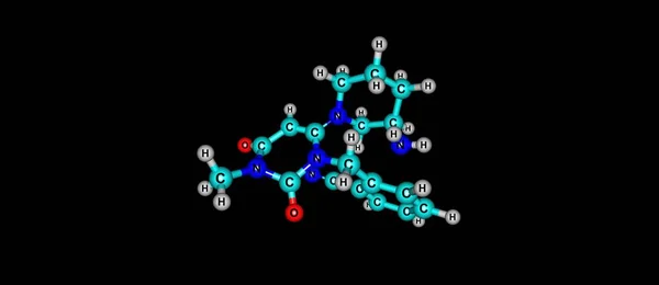 Siyah izole Alogliptin moleküler yapısı — Stok fotoğraf