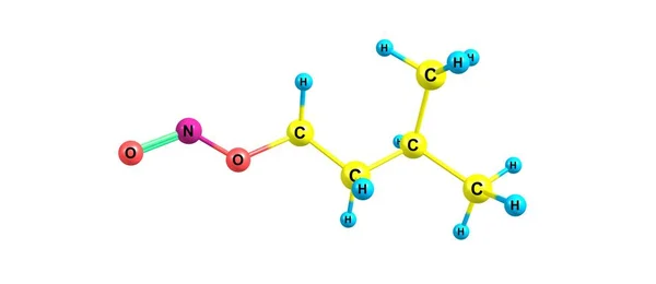 Isoamylnitrit molekulare Struktur isoliert auf weiß — Stockfoto