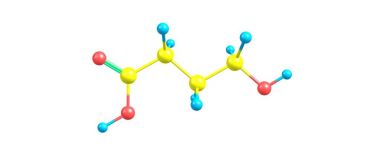Hidroksibütrik asit moleküler yapısı üzerinde beyaz izole