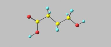 Hydroxybutyric acid molecular structure isolated on grey clipart