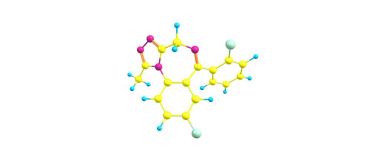 Beyaz izole Triazolam moleküler yapısı
