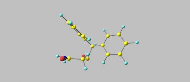 Gri izole Modafinil moleküler yapısı