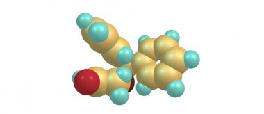 Modafinil moleküler yapısı üzerinde beyaz izole