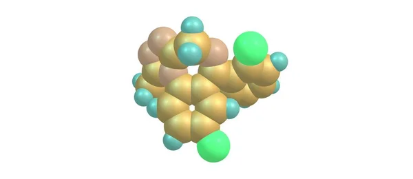 Estrutura molecular do ácido hidroxibutírico isolado no branco — Fotografia de Stock