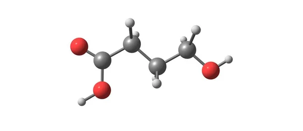 Struttura molecolare dell'acido idrossibutirrico isolata su bianco — Foto Stock