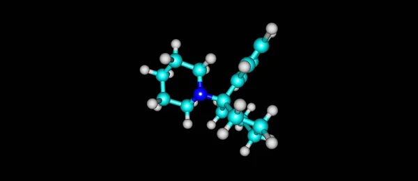 Moleculaire structuur fencyclidine geïsoleerd op zwart — Stockfoto