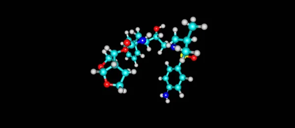 黒に分離されたダルナビル分子構造 — ストック写真