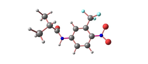 Flutamid struktury molekularnej na białym tle — Zdjęcie stockowe