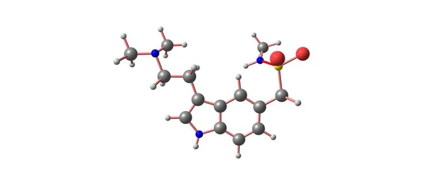 Sumatriptan moleküler yapısı üzerinde beyaz izole — Stok fotoğraf