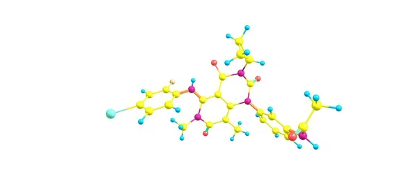 Molekulare Struktur von Trametinib isoliert auf weiß — Stockfoto