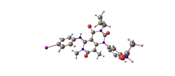 Moleculaire structuur Trametinib geïsoleerd op wit — Stockfoto