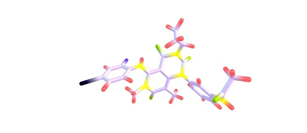Молекулярная структура траметиниба изолирована на белом — стоковое фото