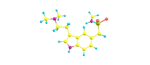 Sumatriptan moleküler yapısı üzerinde beyaz izole — Stok fotoğraf