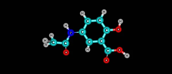 黒に分離されたメサラジン分子構造 — ストック写真