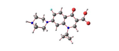 Siprofloksasin moleküler yapısı üzerinde beyaz izole