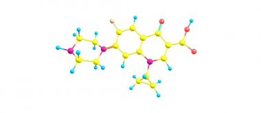 Siprofloksasin moleküler yapısı üzerinde beyaz izole