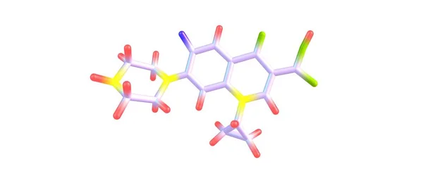 Ciprofloxacin molekulární struktura izolované na bílém — Stock fotografie