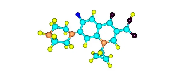 Ciprofloxacin molekylstruktur isolerad på vit — Stockfoto