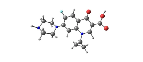 Ciprofloxacin molekulare Struktur isoliert auf weiß — Stockfoto