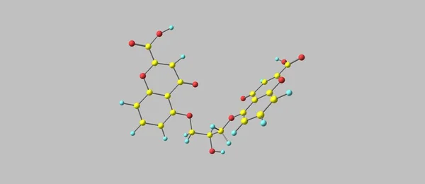 Struttura molecolare dell'acido cromoglicico isolata su grigio — Foto Stock