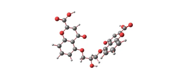 Struttura molecolare dell'acido cromoglicico isolata su bianco — Foto Stock