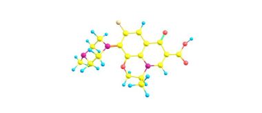 Levofloksasin moleküler yapısı üzerinde beyaz izole