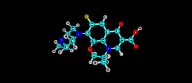 Levofloksasin moleküler yapısı üzerine siyah izole