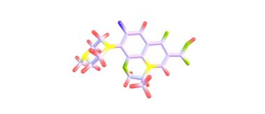 Levofloksasin moleküler yapısı üzerinde beyaz izole