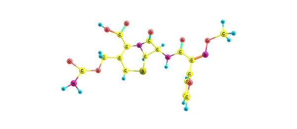 Estrutura molecular da cefuroxima isolada sobre o branco — Fotografia de Stock