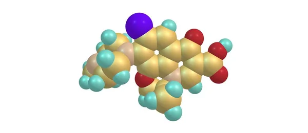 Structure moléculaire de la lévofloxacine isolée sur blanc — Photo