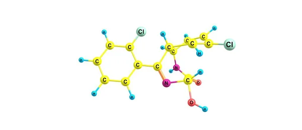 Moleculaire structuur Lorazepam geïsoleerd op wit — Stockfoto