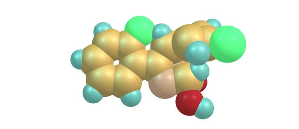白で隔離ロラゼパム分子構造 — ストック写真