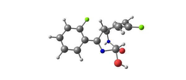 Estrutura molecular de Lorazepam isolada em branco — Fotografia de Stock