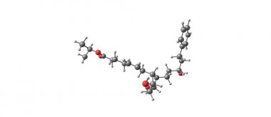 Beyaz izole Latanoprost moleküler yapısı
