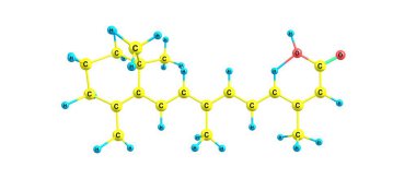 İzotretinoin moleküler yapısı üzerinde beyaz izole
