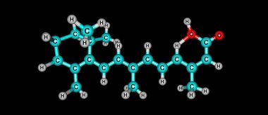 İzotretinoin moleküler yapısı üzerine siyah izole